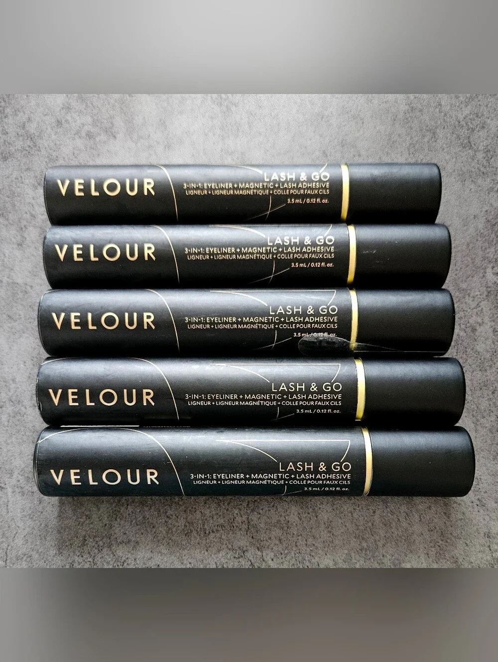 5 tubes Velour Lash & Go 3-in-1 Eyeliner, Magnetic, Lash Adhesive .12 oz NIB!